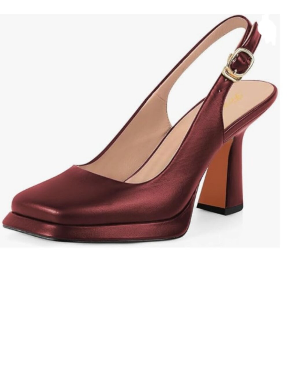 FOWT Red Platform Closed Square Toe Pumps Block High Heels Slingbacks Shoes